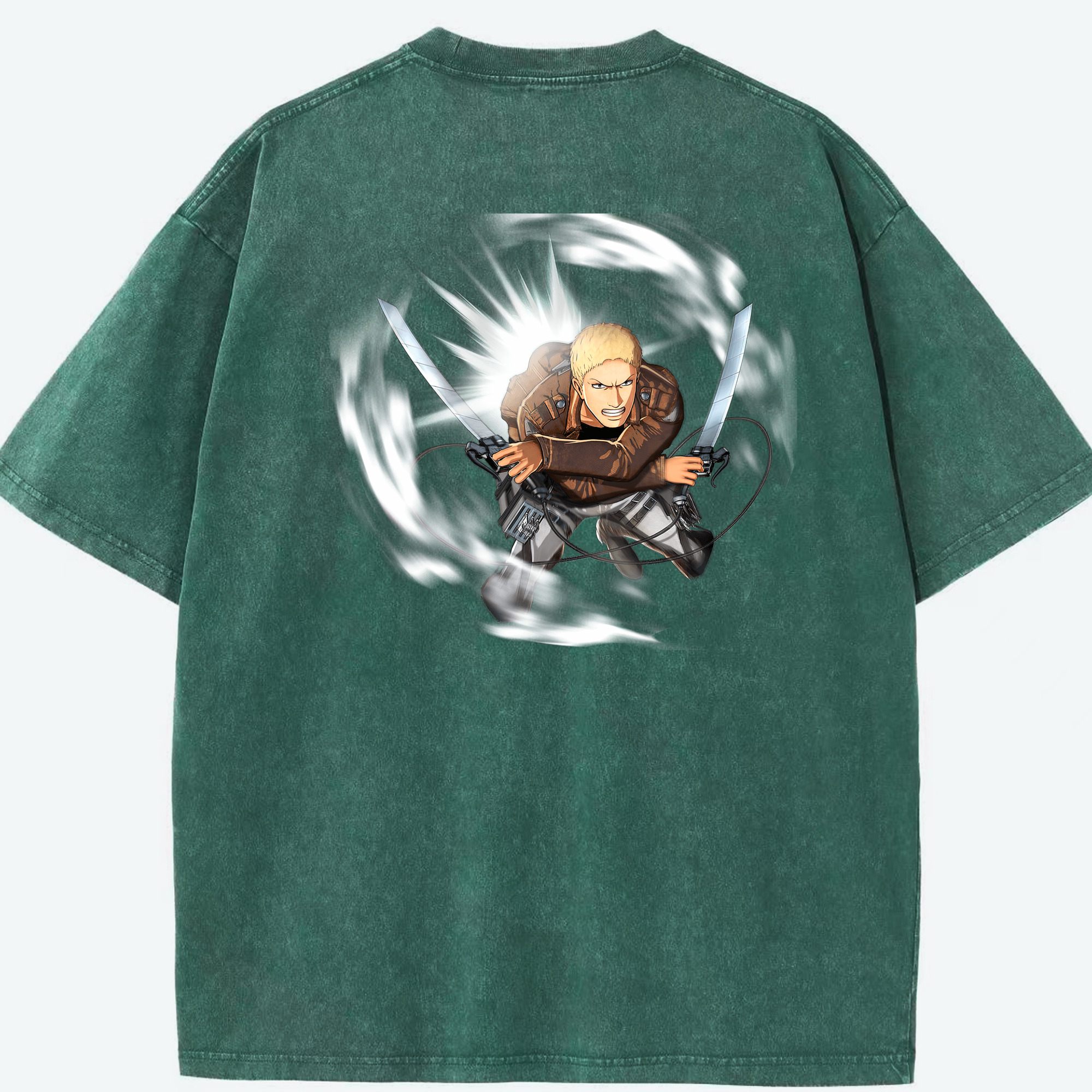 （画像用） 進撃の巨人 ライナー・ブラウン Attack on Titan Reiner Braun 綿100% ヴィンテージ風 半袖Tシャツ（背面プリント）